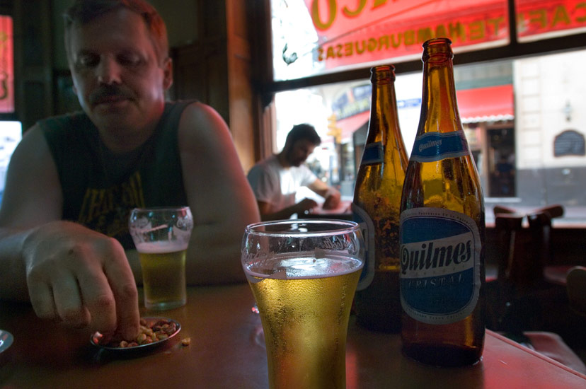 To drink beer in the hot afternoon. Caffeteria Britanico, Avenida Defensa, San-Telmo, Buenos Aires, Argentina.