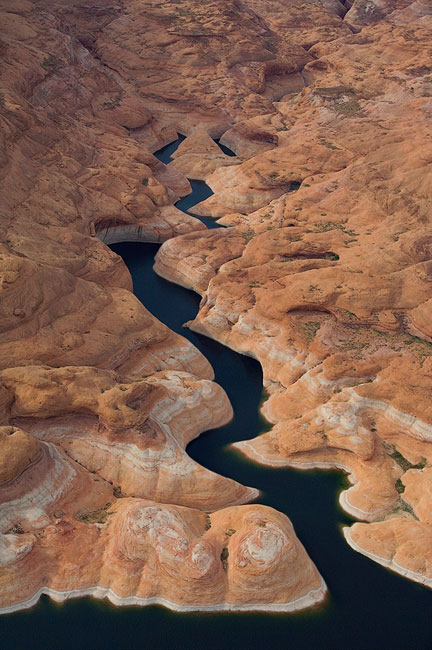 Driftwood Canyon Inlet. Glen Canyon NRA, Lake Powell, Utah/Arizona, US. Aerial. - Lake-Powell-Aerial-Abstracts-Arizona-USA - Mike Reyfman Photography