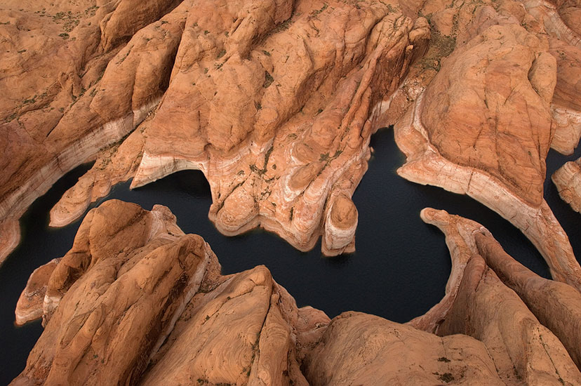 Anasazi Canyon Abstracts. Anasazi Canyon, Lake Powell, Glen Canyon NRA, Utah/Arizona, US. Aerial.