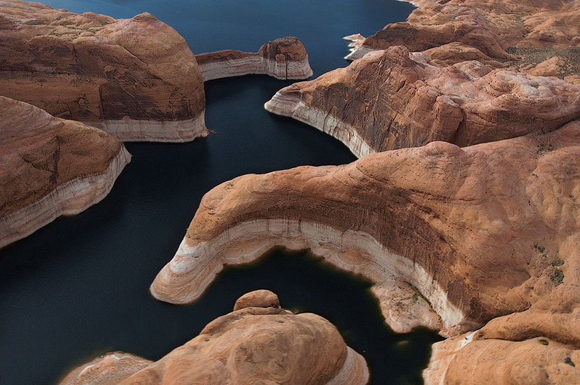 Forbidding Canyon near Rainbow Bridge. Glen Canyon NRA, Lake Powell, Utah/Arizona, US. Aerial. - Lake-Powell-Aerial-Abstracts-Arizona-USA - Mike Reyfman Photography