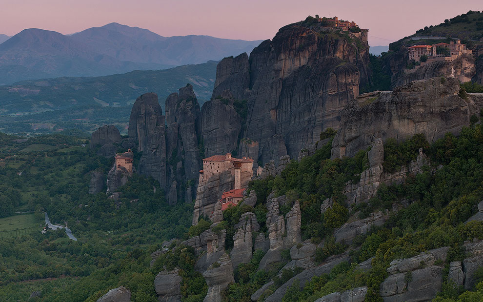 Monasteries of Meteora  at dawn. Thessaly, Greece