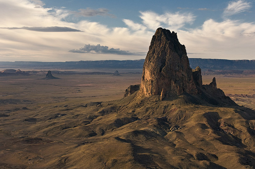 The Amber Chronicles Series. Aerial view of Agathla Peak (El Capitan), Arizona, USA. - Monument-Valley-Agathla-Peak-El-Capitan-Owl-Church-Rock - Mike Reyfman Photography