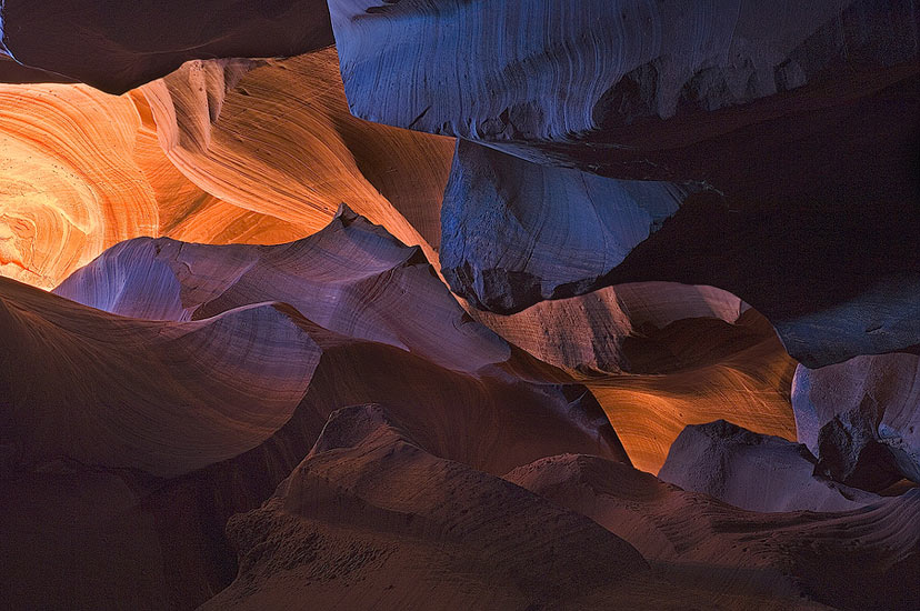 Light Play on the Sandstone Formations of Slot?Canyon. Upper Antelope Canyon, Arizona, USA.
