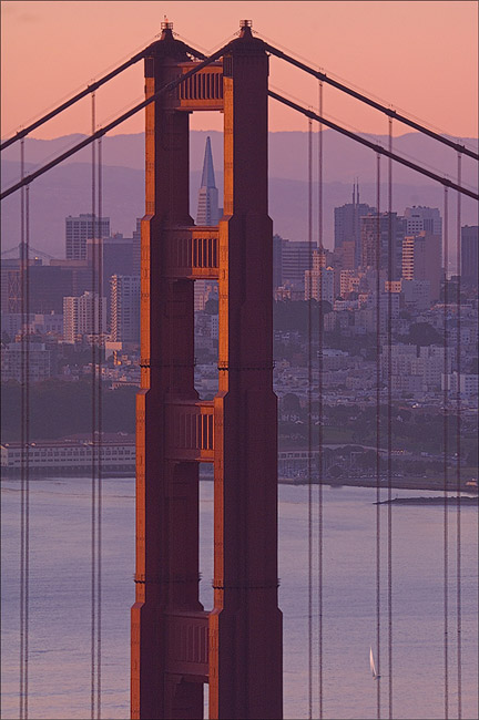 The Distant Transamerica Pyramid view through the Golden Gate Bridge. San Francisco, California, USA. - Gallery-1 - Mike Reyfman Photography