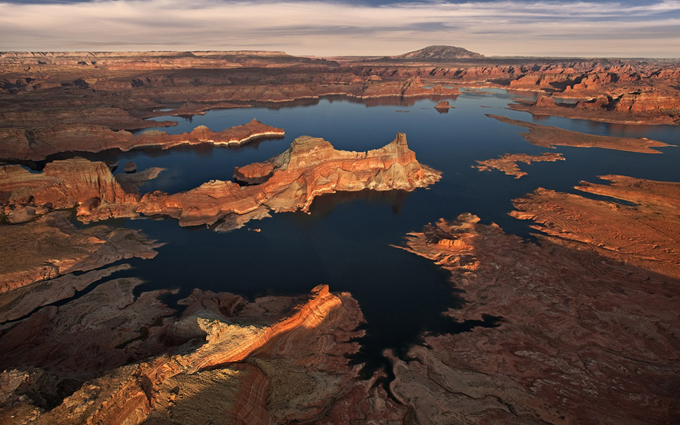 Infinity or About Little White Jeep. Gunsight Butte, Glen Canyon NRA, Lake Powell, Utah/Arizona, USA. Aerial.  - Gallery-2 - Mike Reyfman Photography
