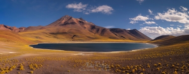 AA1-D1D9636_Pano_1x2.55 Laguna Miscanti and Miñiques volcano. San Pedro de Atacama, Atacama Desert, Antofagasta Region, Chile
