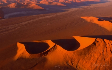 071-SV_10N2341 The Devils Claw. Aerial View of Orange Sand Dunes in the Namib Desert. Sossusvlei, Namib-Naukluft National Park, Namibia.