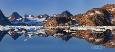 038-GR-KU_P3X4369-71_Pano-1x2 Tidewater Apusiaajik Glacier. Torsuut Tunoq Sound, Southeastern Greenland.