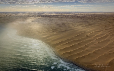 SCW_005_10P8387 Where two oceans meet. Atlantic Ocean and sand dunes of the Skeleton Coast. Namib Skeleton Coast National Park, Namibia