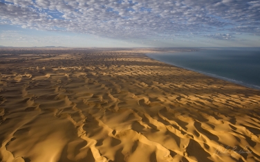 SCW_010_10P8349 Where two oceans meet. Atlantic Ocean and sand dunes of the Skeleton Coast. Namib Skeleton Coast National Park, Namibia