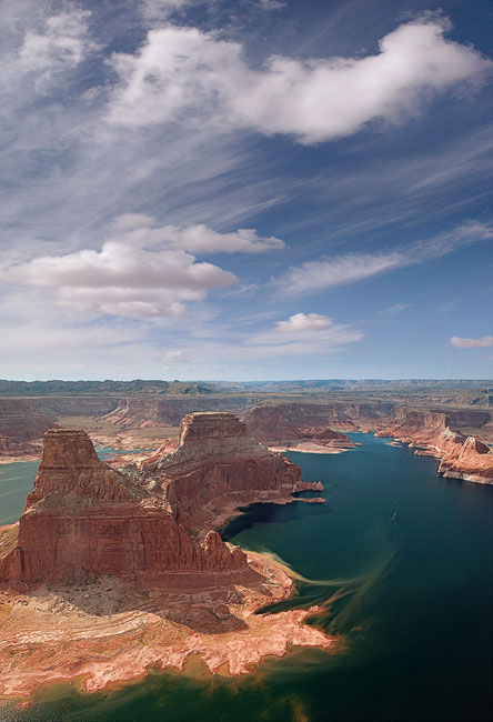 Gunsight Butte and North Side of Padre Bay. Glen Canyon NRA, Lake Powell, Utah/Arizona, USA. Aerial. Aerial. - Lake-Powell-From-Above-Gallery2-Utah-Arizona - Mike Reyfman Photography