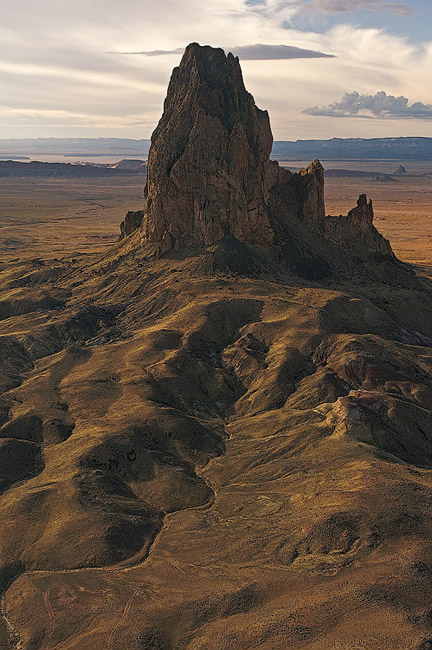 The Amber Chronicles Series. Aerial view of Agathla Peak (El Capitan), Arizona, USA. - Monument-Valley-Agathla-Peak-El-Capitan-Owl-Church-Rock - Mike Reyfman Photography