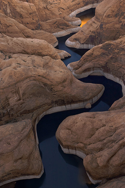 MacKenna’s Gold. Forbidden Canyon, Lake Powell, Utah/Arizona, USA. Aerial.