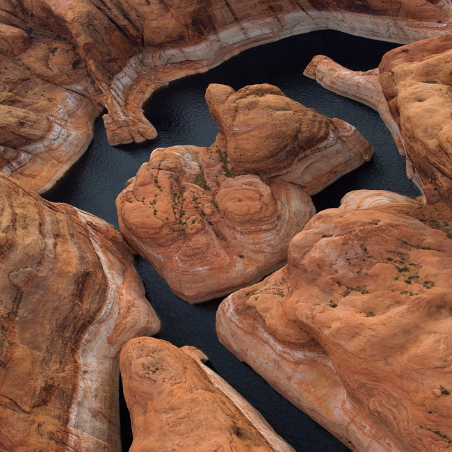 Earth Hieroglyphs (aerial abstracts series).The Hart of The Canyon. Anasazi Canyon, Glen Canyon NRA, Lake Powell, Utah/Arizona, USA. Aerial. - Gallery-2 - Mike Reyfman Photography