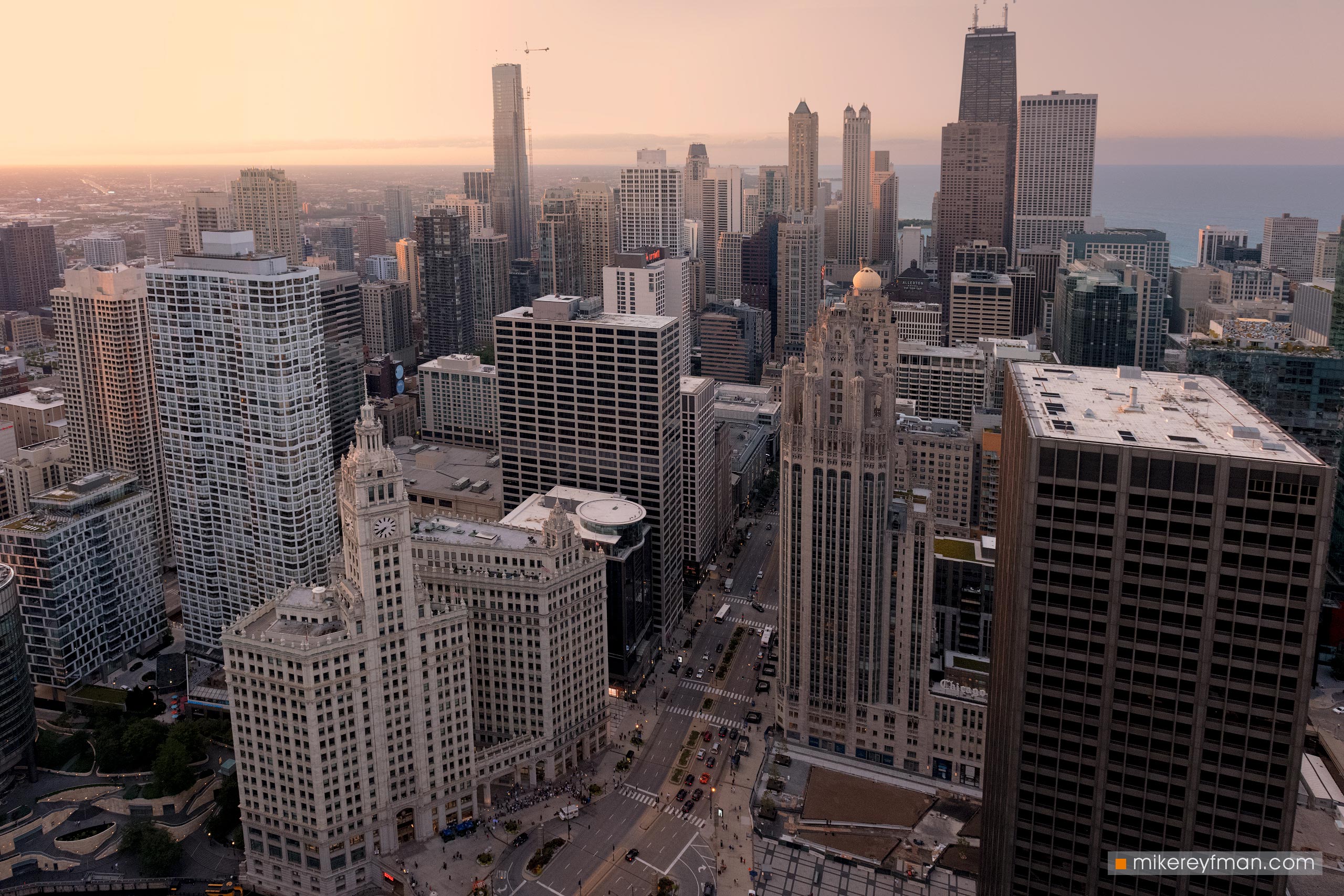 Chicago's Historic Skyscrapers: Wrigley Building and Tribune Tower.  Chicago, Illinois, USA 019-CH-2_ZRA10099 - Ever-beating architectural heart of America. The birthplace of the most iconic buildings in the country. - Mike Reyfman Photography