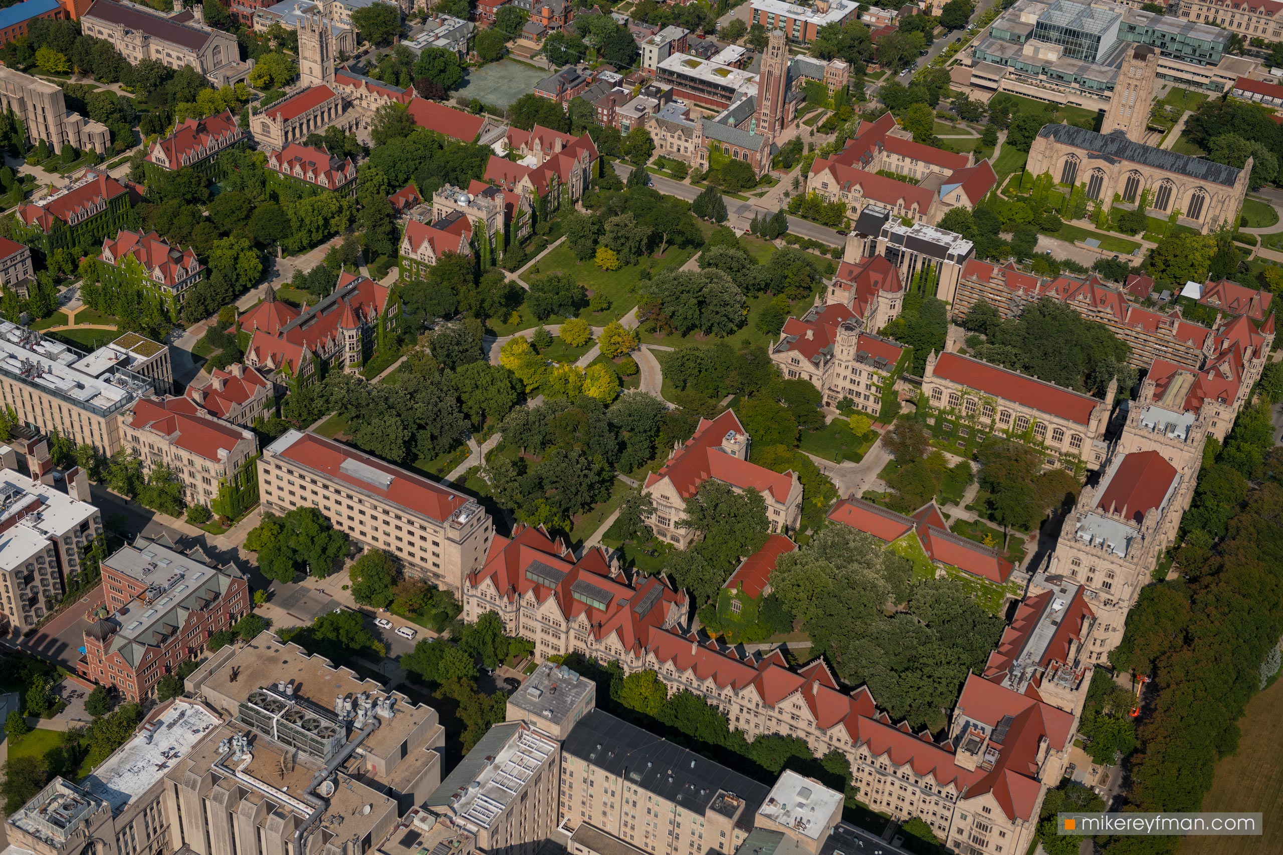 Aerial view of the University of Chicago campus, Illinois, USA 036-CH-2_50F1868 - Ever-beating architectural heart of America. The birthplace of the most iconic buildings in the country. - Mike Reyfman Photography