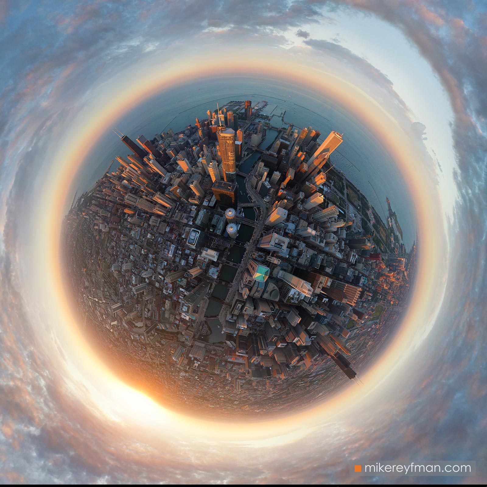 Planet Chicago. Aerial circular panorama. Chicago, Illinois, USA Planet Chicago #3 - Chicago, USA: The 