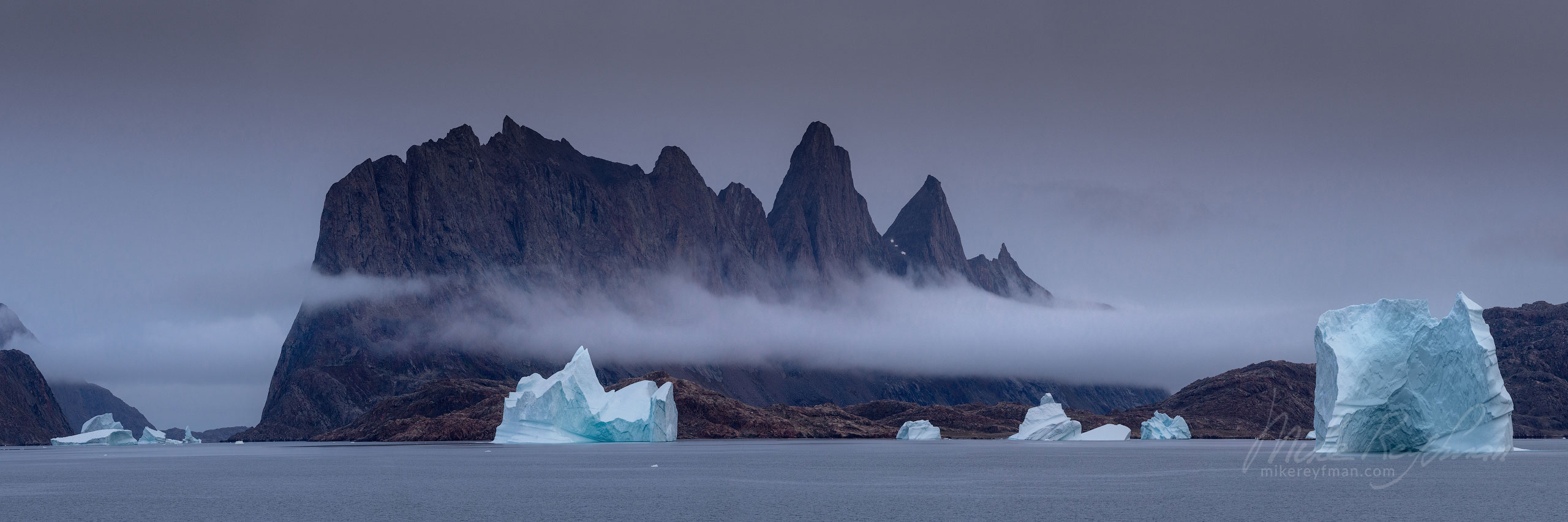 Bear Islands. Scoresby Sund. Greenland. 089-GR-SC_50B7959_Pano-1x3 - The Scoresby Sund fjord system and the settlement of Ittoqqortoormiit. East Greenland. - Mike Reyfman Photography