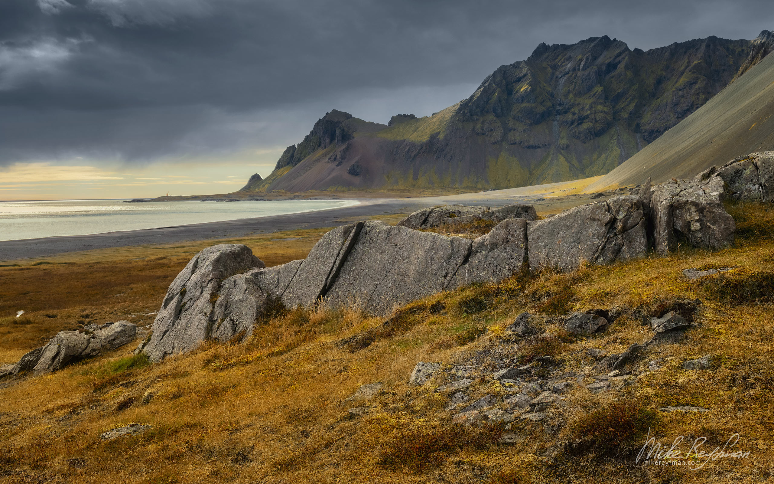 Distant view of Stokksnes Peninsula and Vestrahorn Massif from The Ring Road (Route 1), Iceland. 046-IC-CL_50B9811 - Where Lava Meets the Ocean. Iceland coastline. - Mike Reyfman Photography