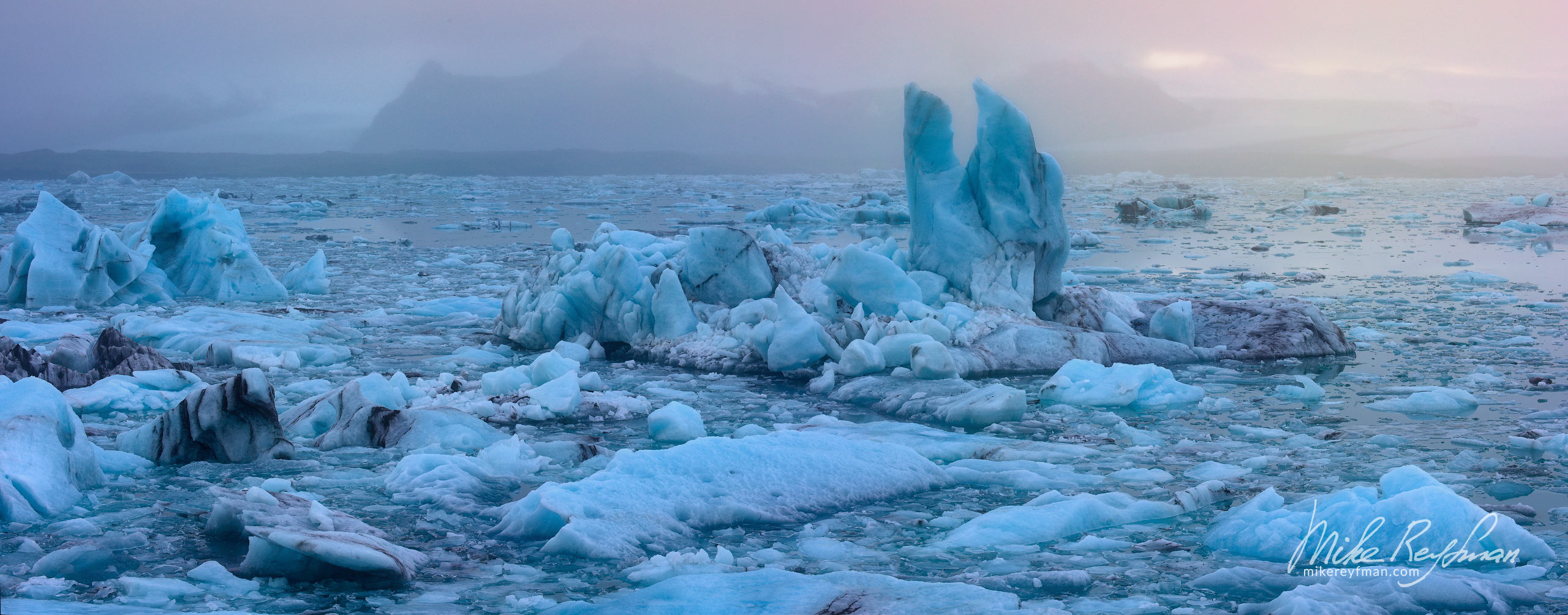 Icebergs in the Jokulsarlon (Jökulsárlón) glacial lagoon. Breiðamerkurjökull glacier, Vatnajökull National Park, Iceland, South coast IC-ICE 048 _10P3484 - Where Lava Meets the Ocean. Iceland coastline. - Mike Reyfman Photography