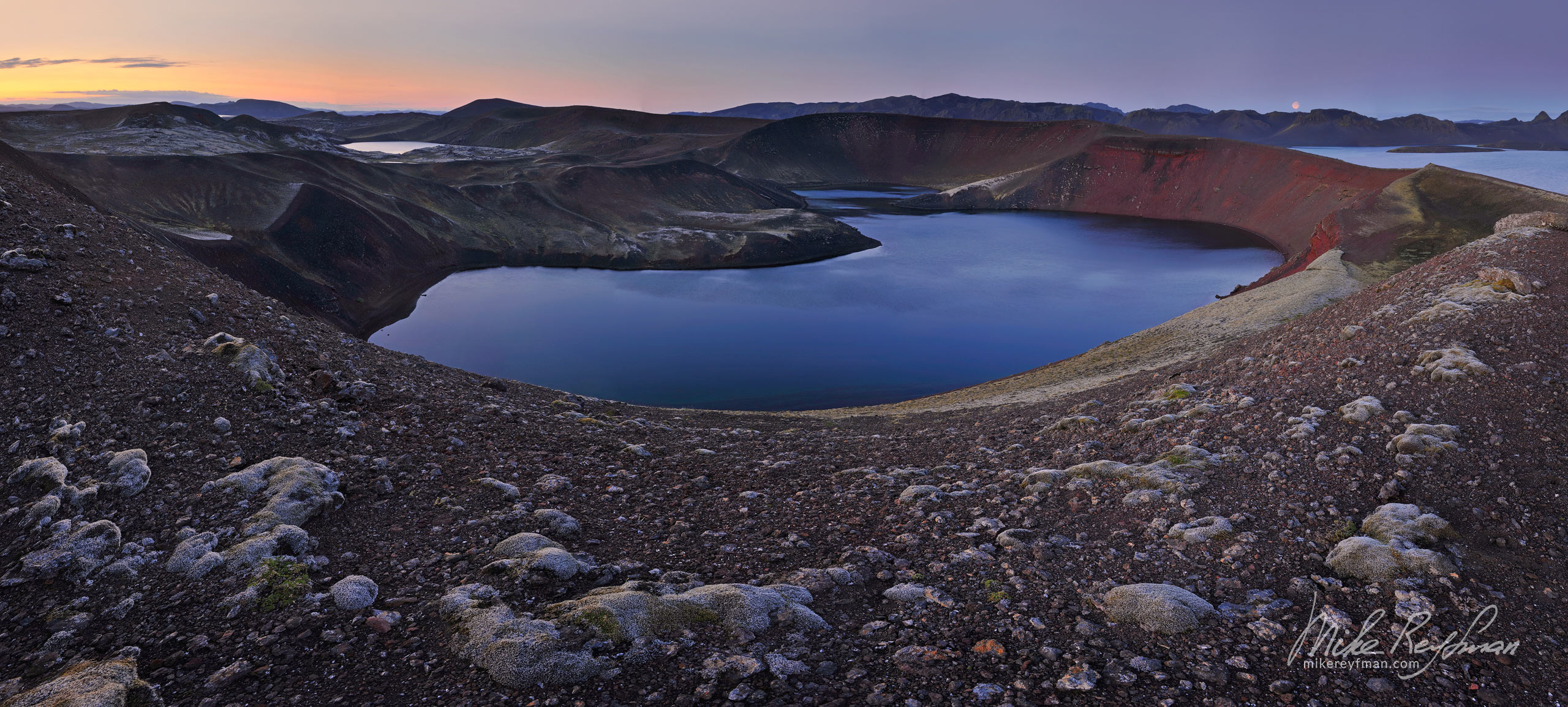 Crater lakes in the Veidivotn area. Central Highlands, Iceland. 066-IC-GP _M3X4855-60_Pano-1x2 - Rhyolite Mountains, Crater Lakes, Geothermal Areas, Lava Fields and Glacial Rivers. Iceland.  - Mike Reyfman Photography