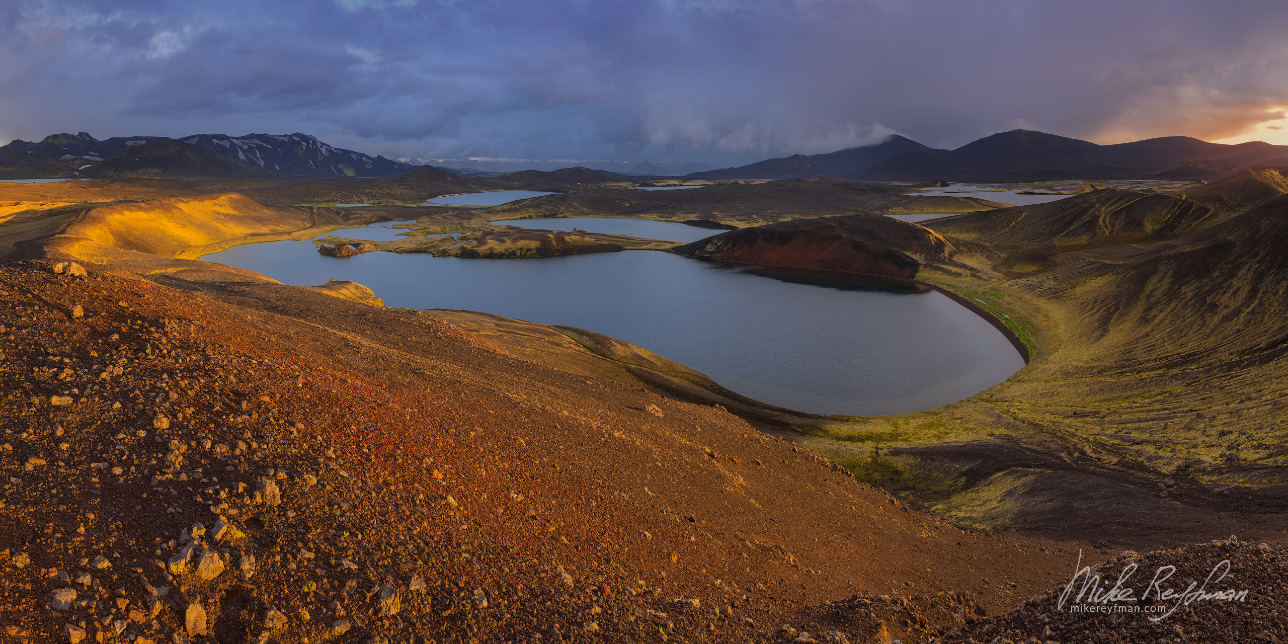 Crater lakes in the Veidivotn area. Central Highlands, Iceland. 071-IC-GP _D8B4378_Pano-1x2 - Rhyolite Mountains, Crater Lakes, Geothermal Areas, Lava Fields and Glacial Rivers. Iceland.  - Mike Reyfman Photography