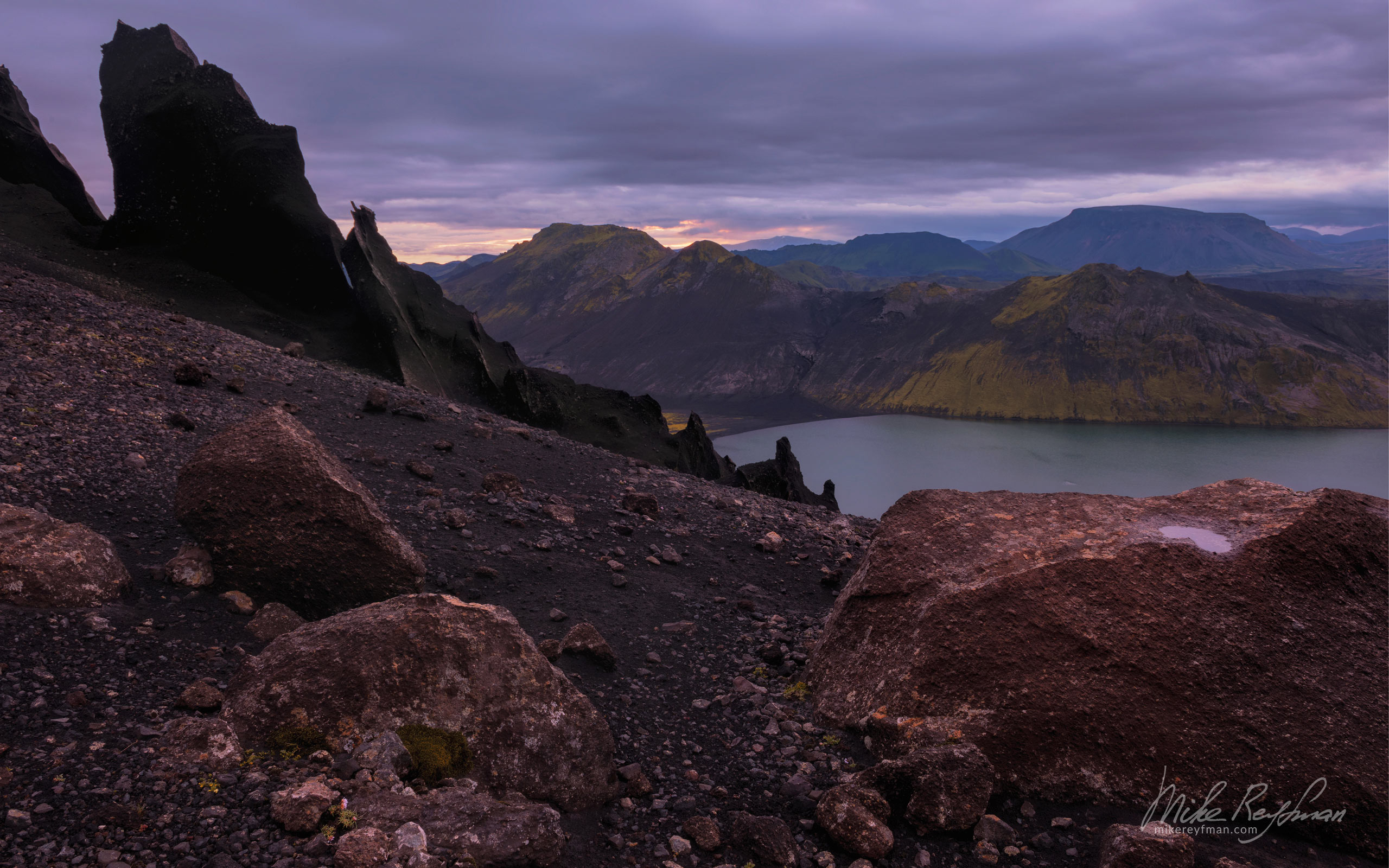 Lake Alftavatn view from Mt. Bratthals. Southern Fjallabak, Iceland 129-IC-GP _O3X3008 - Rhyolite Mountains, Crater Lakes, Geothermal Areas, Lava Fields and Glacial Rivers. Iceland.  - Mike Reyfman Photography