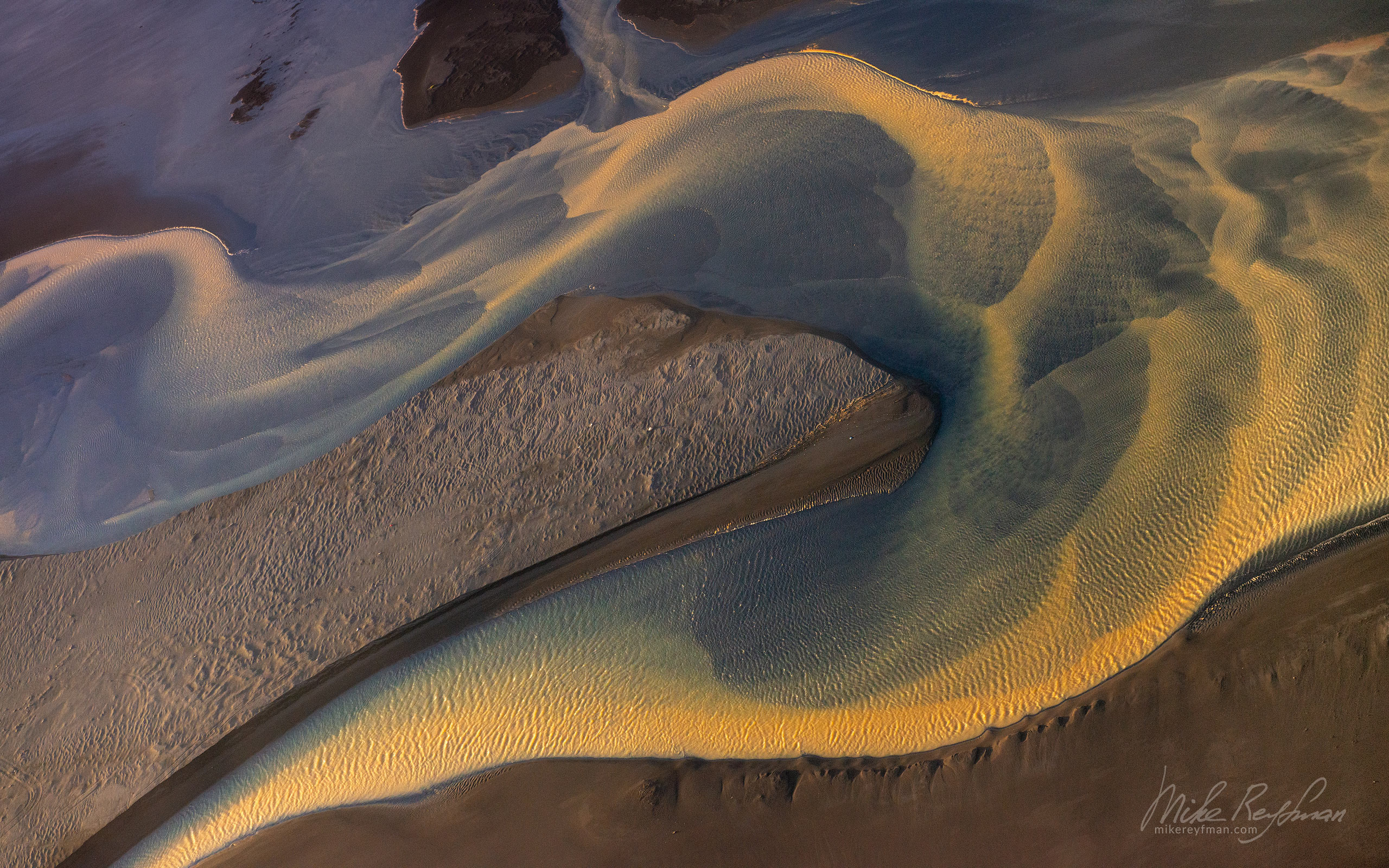 Aerial view of a multicolored glacial river. Southeastern Iceland. IC-CL AR-14 _D8B6344 - Rhyolite Mountains, Crater Lakes, Geothermal Areas, Lava Fields and Glacial Rivers. Iceland.  - Mike Reyfman Photography