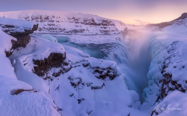 Gullfoss-Waterfall-(Golden-Falls)-in-Winter.-Hvíta-river-Canyon,-southwest-Iceland.