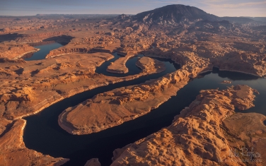 Confluence-of-San-Juan-&-Colorado-Rivers.-Glen-Canyon-NRA,-Lake-Powell,-Utah/Arizona,-USA.-Aerial.