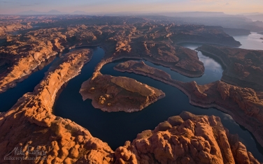 Confluence-of-San-Juan-&-Colorado-Rivers.-Glen-Canyon-NRA,-Lake-Powell,-Utah/Arizona,-USA.-Aerial.