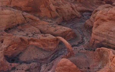 Rainbow-Bridge.-Forbidden-Canyon,-Lake-Powell,-Glen-Canyon-NRA.-Uta/Arizona,-USA.-Aerial