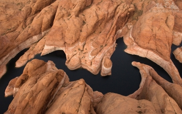 Anasazi-Canyon-Abstracts.-Anasazi-Canyon,-Lake-Powell,-Glen-Canyon-NRA,-Utah/Arizona,-US.-Aerial.