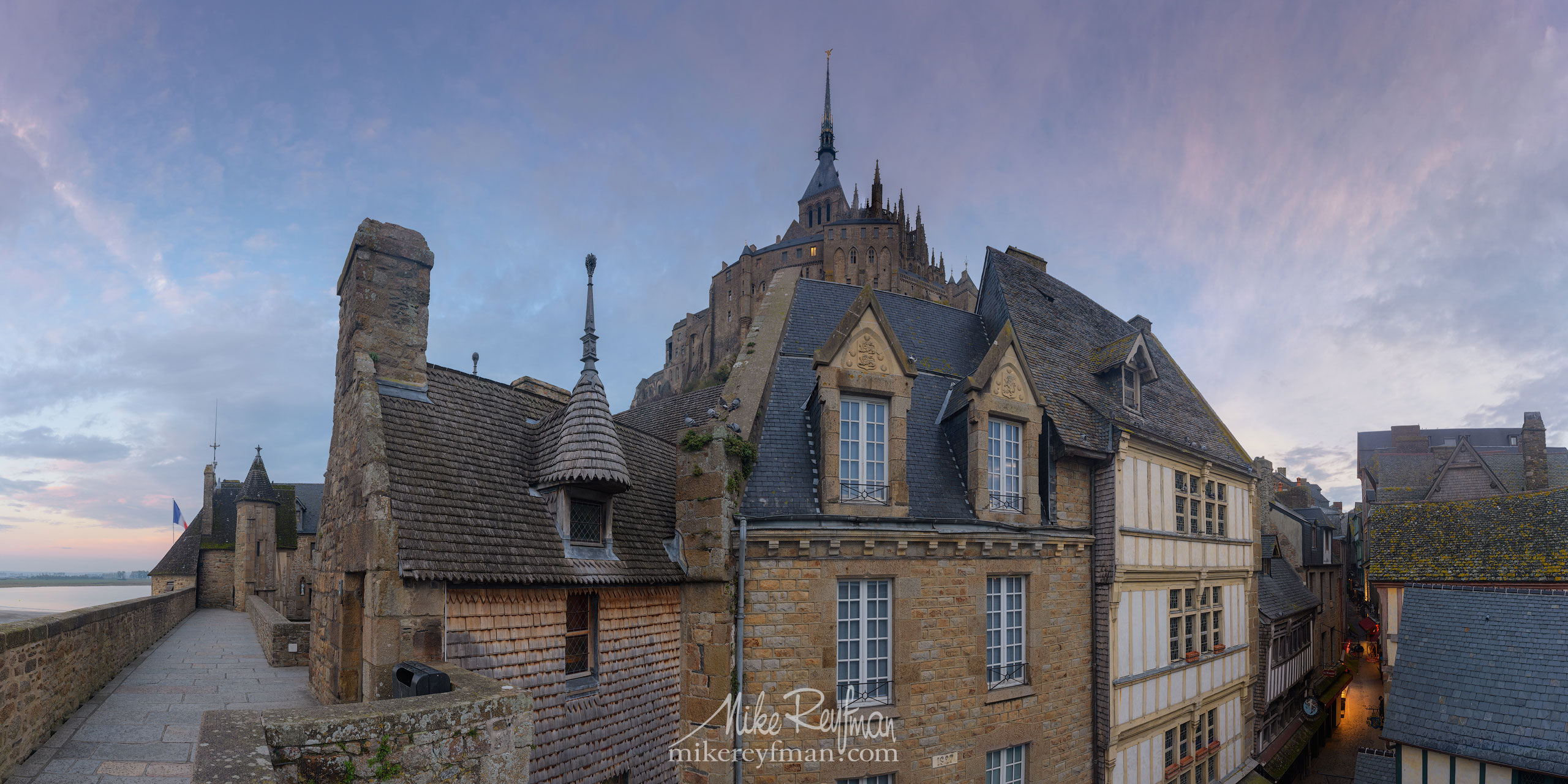 Le Mont-Saint-Michel Island and Benedictine Abbey. Normandy, France SM_MR50A1132-Pano_2x1 - Le Mont Saint Michel Island and Benedictine Abbey, Normandy, France - Mike Reyfman Photography