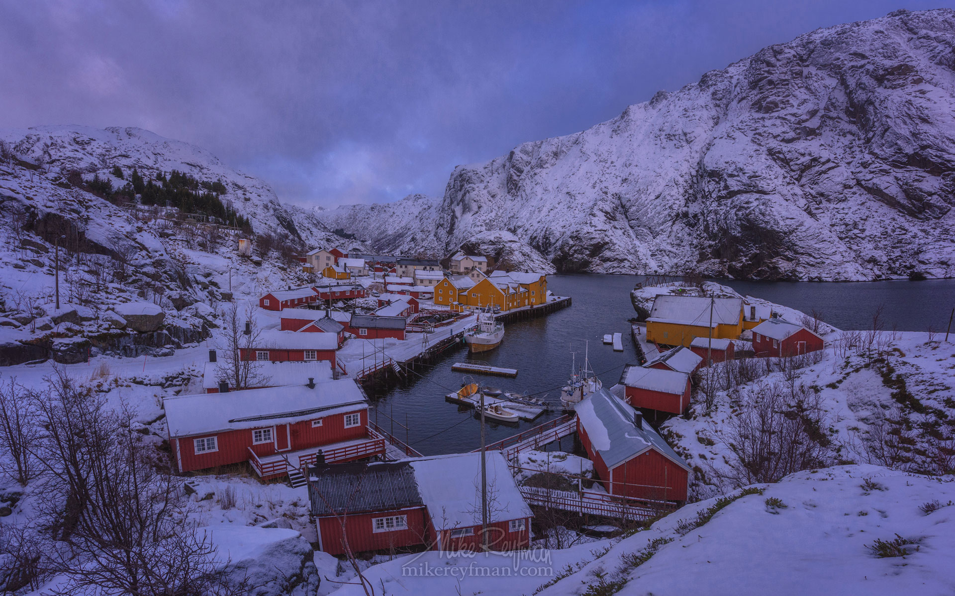 Historic fishing town of Nusfjord. Flakstadoya, Lofoten archipelago, Norway LF-MRD1E1067 - Lofoten Archipelago in Winter, Arctic Norway - Mike Reyfman Photography