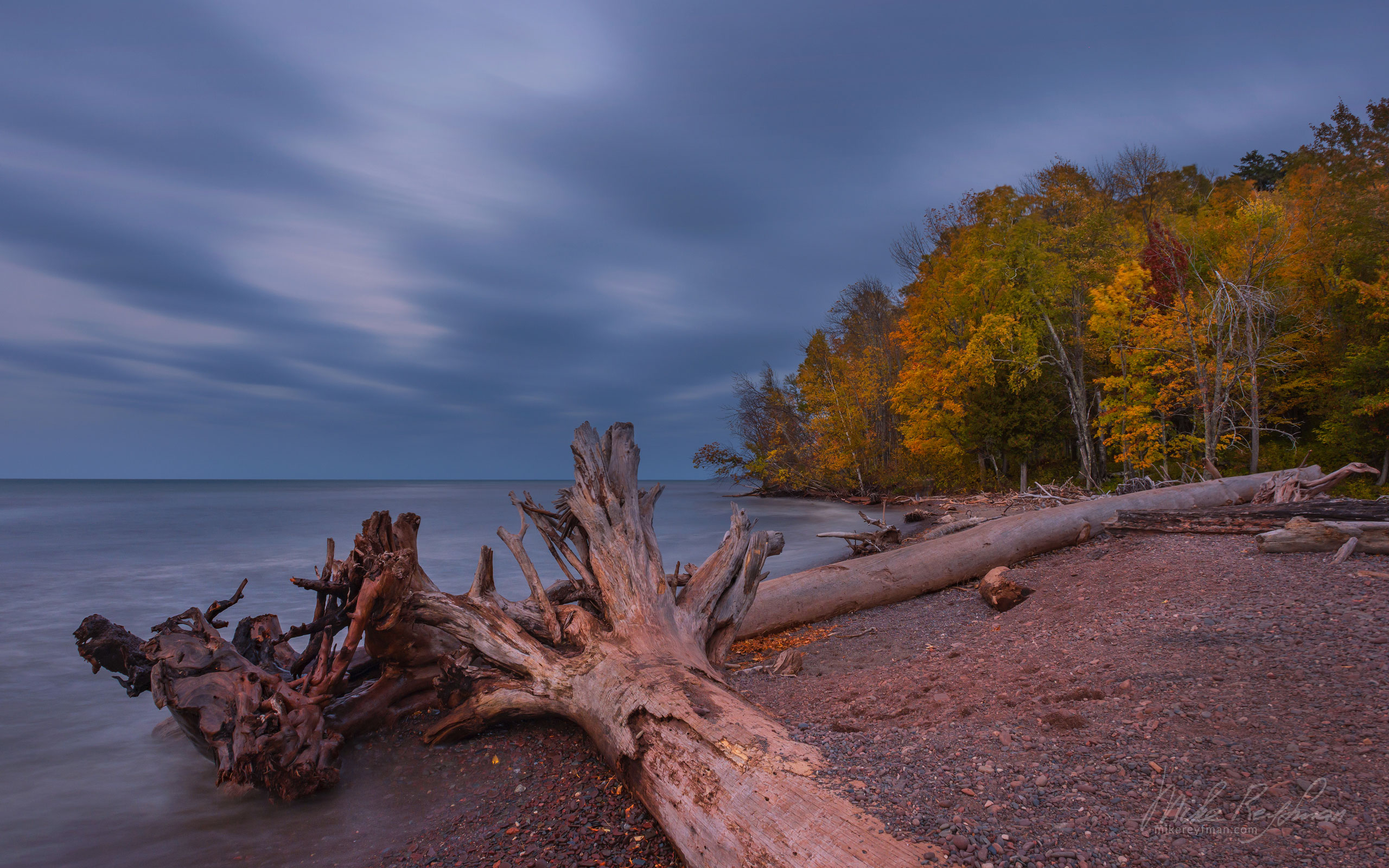 Lake Superior next to the mouth of Presque Isle River. Porcupine Mountains, Upper Peninsula,  Michigan, USA. UP-MI_022_ZRA7677.jpg - Michigan's Upper Peninsula - the best destination in US for fall colors. - Mike Reyfman Photography