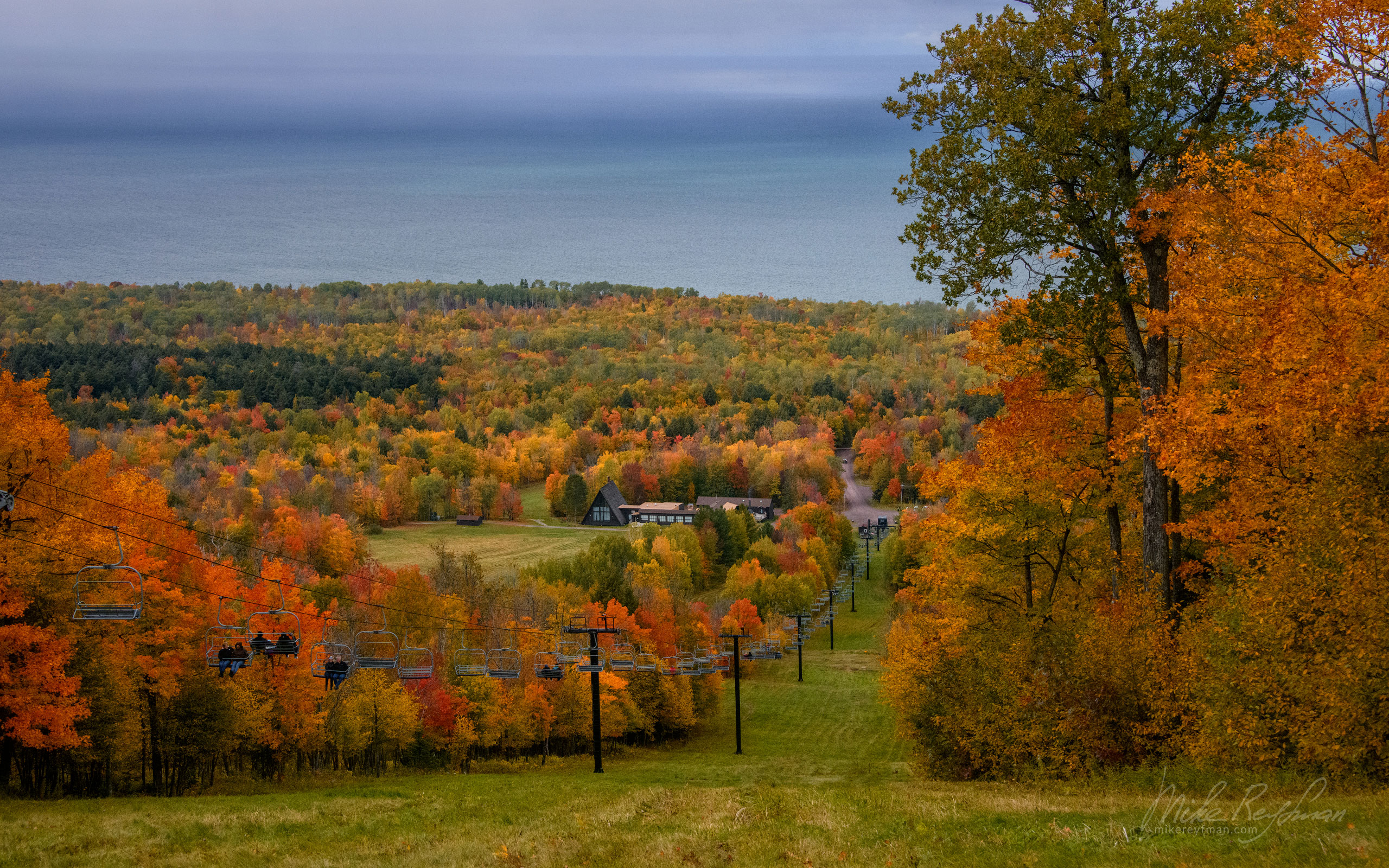 Porcupine Mountains Chair Lift fall colors. Porcupine Mountains, Upper Peninsula, Michigan, USA UP-MI_067_50E3058.jpg - Michigan's Upper Peninsula - the best destination in US for fall colors. - Mike Reyfman Photography