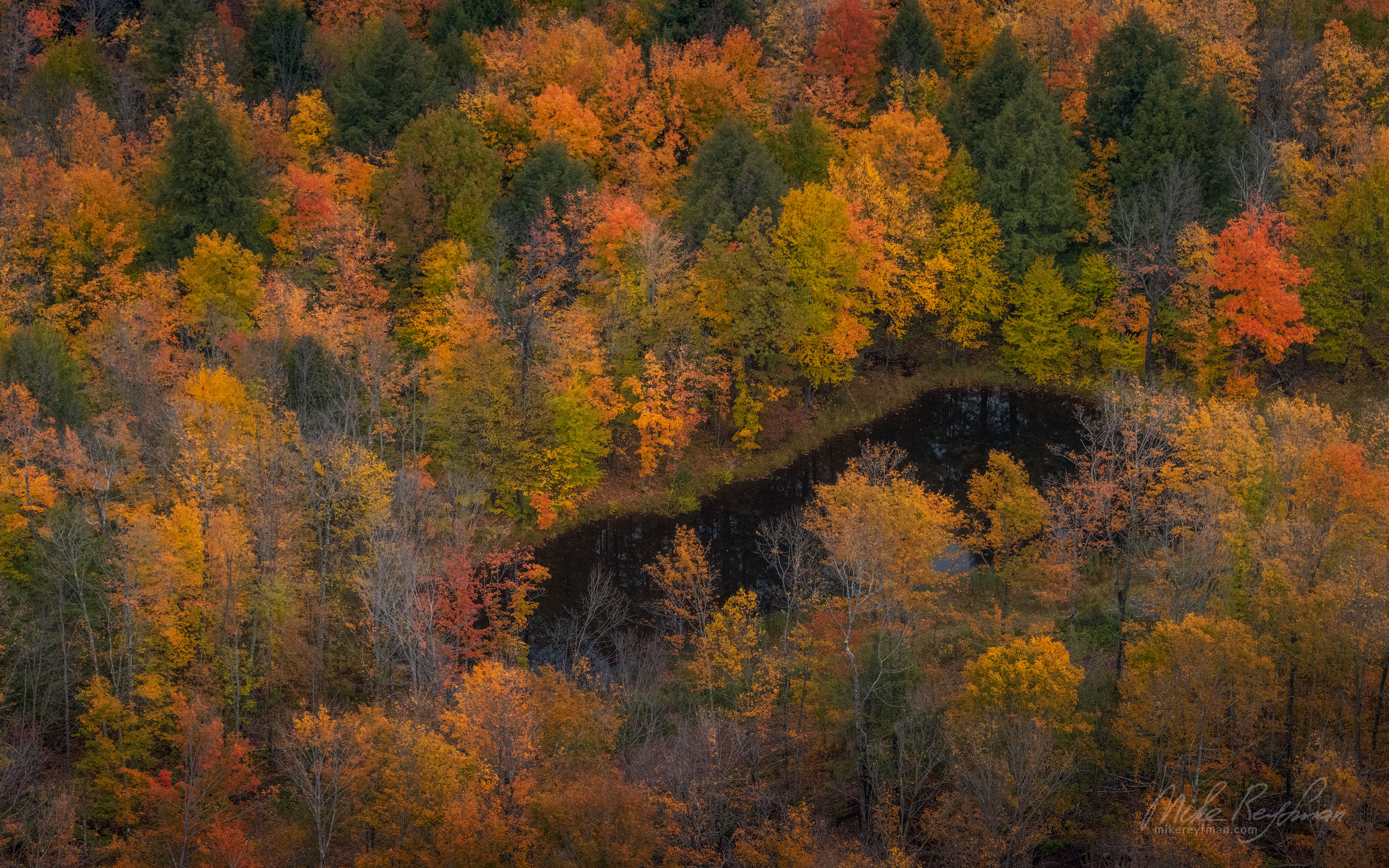 Bird-eye view from the top of Copper Peak Ski Jump. Ottava National Forest, Upper Peninsula, Michigan, USA UP-MI_092_50E3257.jpg - Michigan's Upper Peninsula - the best destination in US for fall colors. - Mike Reyfman Photography
