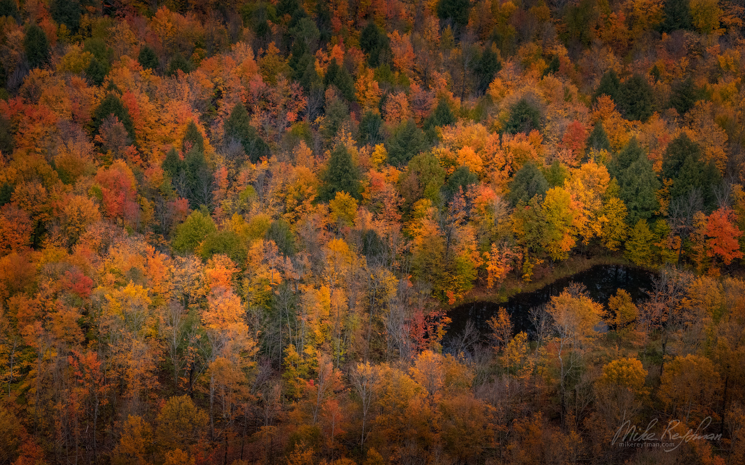 Bird-eye view from the top of Copper Peak Ski Jump. Ottava National Forest, Upper Peninsula, Michigan, USA UP-MI_094_50E3259.jpg - Michigan's Upper Peninsula - the best destination in US for fall colors. - Mike Reyfman Photography