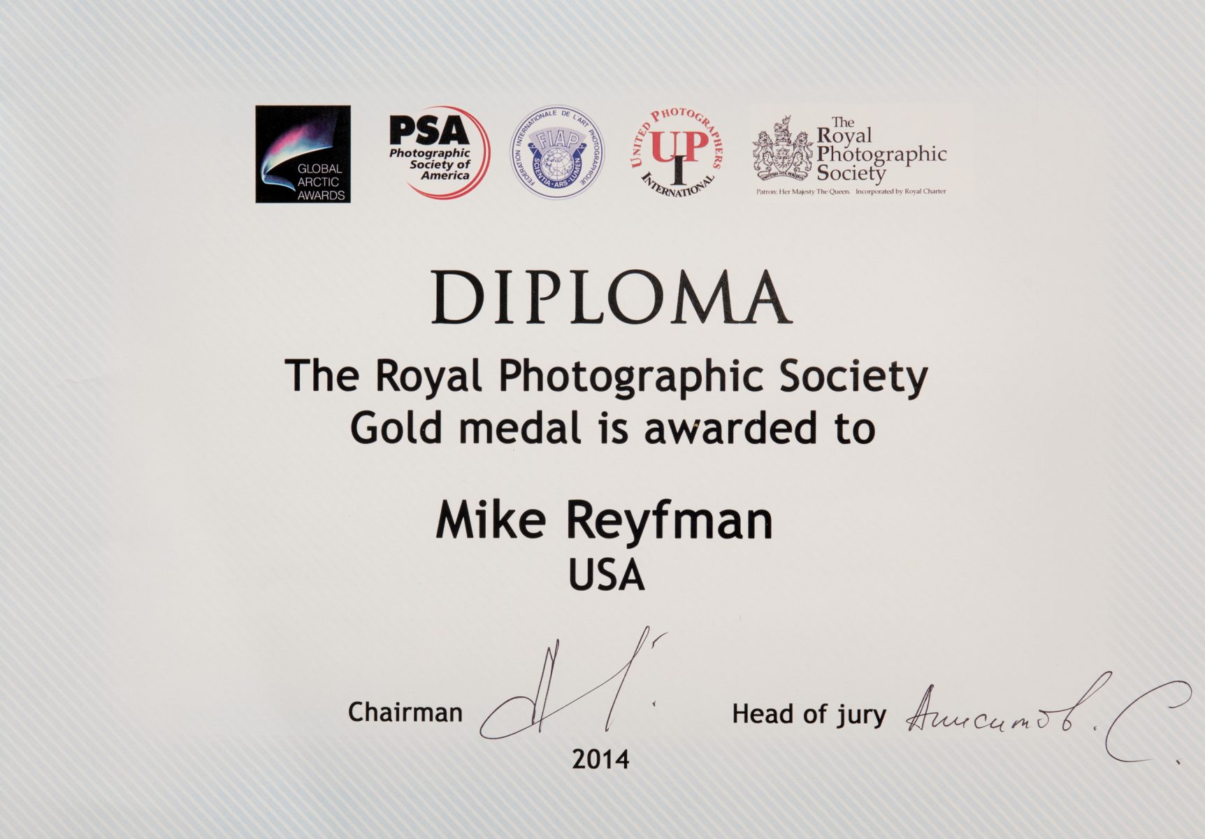 RPs Gold Medal Diploma